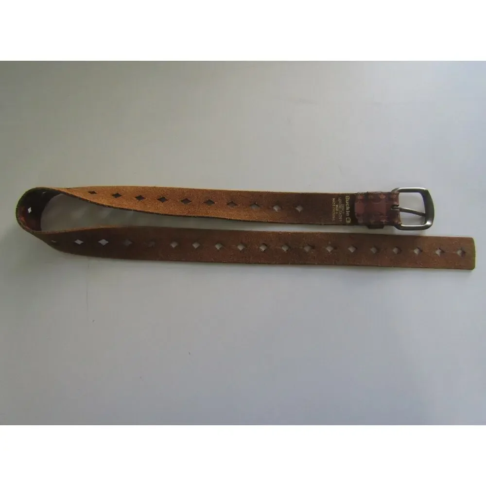 Buckle‎ Brown Tooled Leather Belt Size 32 Cutout Western Vintage Look